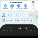 14000 BTU Inverter Portable Air Conditioner, WiFi Smart 3-in-1 AC Unit with Dehumidifier & Fan, App/Voice Control, Window Kit for 650 Sq. Ft Rooms