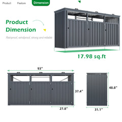 AECOJOY 73 Cu.Ft Outdoor Trash Can Storage Shed for 3 Garbage Cans