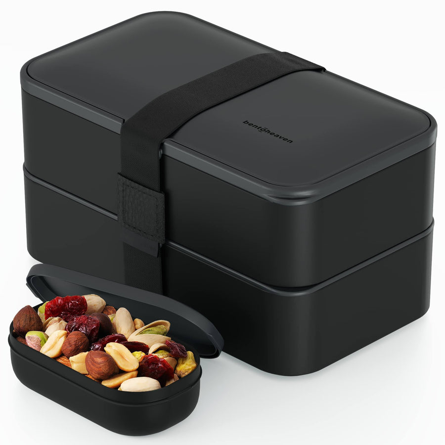 Bentoheaven Premium Bento Box adult Lunch Box with Compartments for Women & Men, Set of Utensil & Chopsticks & Dip Container, Cute Japanese Kids