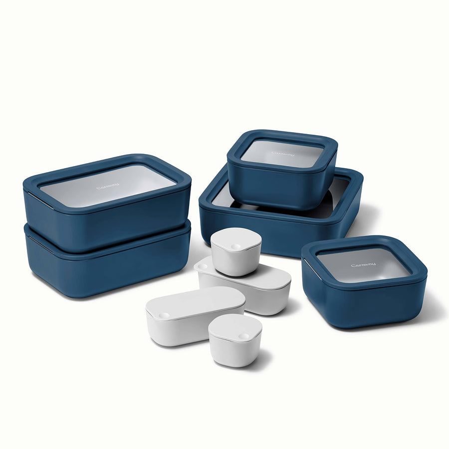 Caraway 14 Piece Glass Food Storage Set - Navy