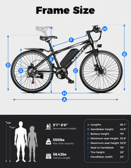 AZHAR Electric Bike for Adults, 26" Electric Mountain Bike, 1200W Peak Power Motor, up to 25 MPH 45 Miles, Electric Bicycle with 48V 10AH Removable Battery, UL 2849
