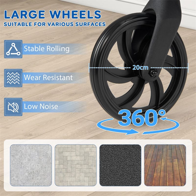 Foldable Rollator Walker with Seat & Height Adjustable Handles for Seniors, Lightweight Portable Rolling Walker w/ 8" Wheels & Storage Basket