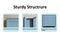 6 Drawer Dresser, Light Blue Elegant Chest of Drawers, Large Cabinet with Storage, Rustic Wood Chest of Drawers for Bedroom, Living Room, Hallway