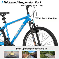 Hiland 26 27.5 29 in Mountain Bike, Mens Womens MTB with 21 Speeds, High - Tensile Steel Frame, V Brake, Hardtail Bicycle for Adults