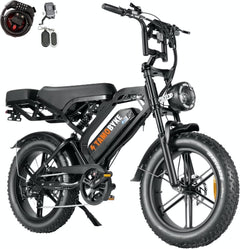 Tamobyke Electric Bike for Adults, Peak 1500W 28mph Mountain Ebike, 48V 15.6AH 20" Fat Tire Electric Bicycle Full Suspension UL2849