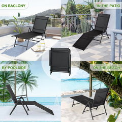 AECOJOY Outdoor Chaise Lounge Chair, Adjustable Reclining Folding Pool Lounger for Poolside