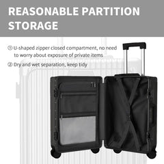 Carry - on Luggage with USB Charging Port, Front Compartment, TSA Lock, Airline Approved Carry on Hardside Suitcase with Spinner Wheels (Grey, 20 in)