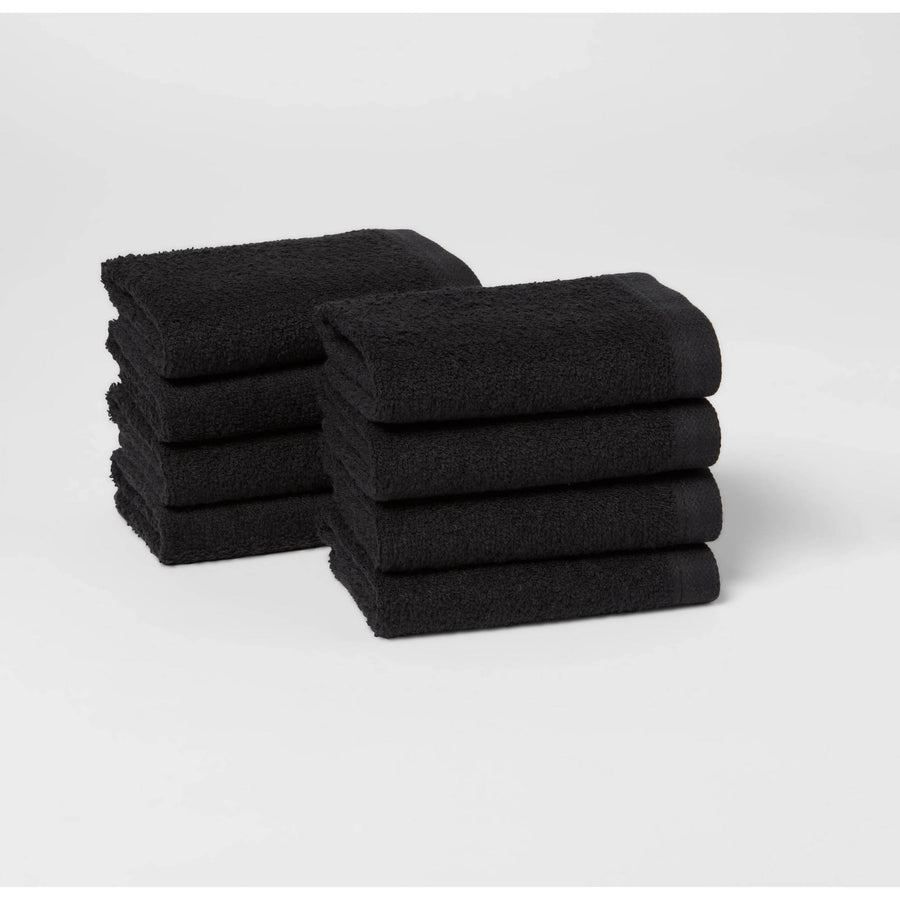 8pc Antimicrobial Bath Towel/Washcloth Set Black - Room Essentials