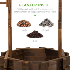 Best Choice Products Rustic Wooden Wishing Well Planter Outdoor Home Decor for Patio, Garden, Yard W/ Hanging Bucket