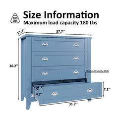 6 Drawer Dresser, Light Blue Elegant Chest of Drawers, Large Cabinet with Storage, Rustic Wood Chest of Drawers for Bedroom, Living Room, Hallway