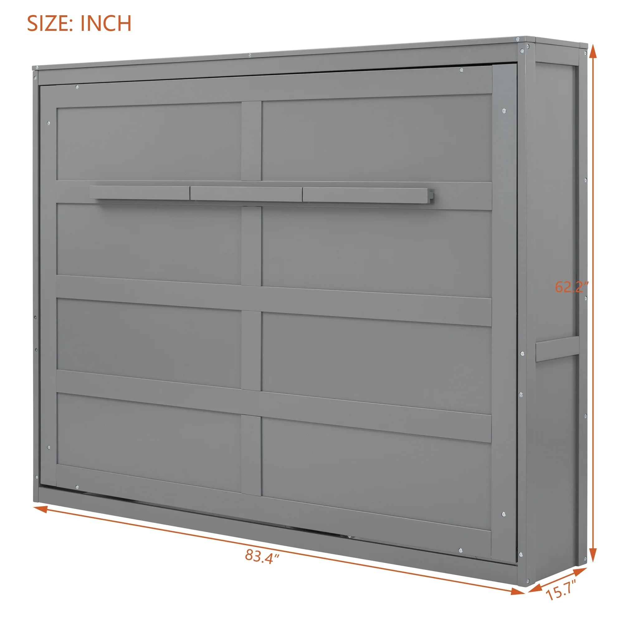 Harper & Bright Designs Full Size Murphy Bed Space - Saving Foldable Wooden Wall Bed with a Shelf for Guest Room Home Office, Gray