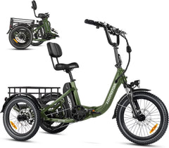 Addmotor Folding Electric Trike, 90MI Electric Tricycle for Adults, 750W 48V 20ah, CITYTRI 3 Wheel Electric Bikes, Step - Thru Etrike with Rear Speed Differential & Parking Brake, E - 310 Plus Red