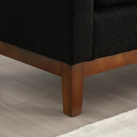 53.5"w Elegant Upholstered Bench with Wood Legs & Round Pillows, Comfy Boucle Fabric Footrest with Arms, Entryway Bench for End of Bed, Bedroom and Living Room, Ivory