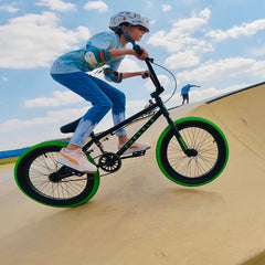 Cubsala 20 in Kids BMX Bike Freestylefor Age 6 - 14 Years Old Boys Girls with 4 Pegs, Black with Red Tires