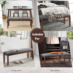 Costway Dining Bench Upholstered Entryway Bench Footstool Kitchen W/ Wood Legs