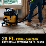 DEWALT 12 Gallon STEALTHSONIC Ultra Quiet Poly Wet Dry Vacuum, DXV12P - QTA Newest Noise Reduction Vac, 5.5 Peak HP Shop Vacuum for Jobsite/Workshop, Reduce Motor Noise, Yellow