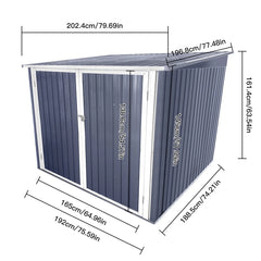6.3' x 6.1' Outdoor Storage Shed Clearance, Metal Outdoor Storage Cabinet with Double Lockable Doors, Waterproof Tool Shed, Stores 4 Bikes, Backyard Shed for Garden, Patio, Lawn