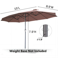 AECOJOY 15x9ft Double-Sided Patio Umbrella, Brown
