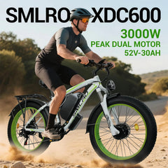 3000W Peak Dual Motor Ebike, 52V 30AH Battery Electric Bike for Adults, 7 - Speed 40MPH AWD Ebike Mountain Snow E - Bike with 26" x 4.0 Fat Tire MTB Hydraulic Disc Brake for Off - Road Snow
