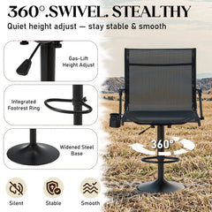 AECOJOY Tall Hunting Bar Chair, 360° Swivel, Compact Folding Design for Hunting Blinds