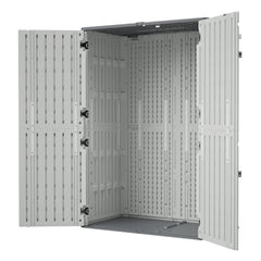 AECOJOY 61.6 Cu.ft Outdoor Resin Storage Shed with Easy Lift Hinges, Weatherproof Tall Unit with 4 Doors