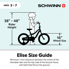 Schwinn Elise Kids Bike with Training Wheels, 16 in Wheels, Ages 3 - 7, White