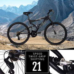 26" Hyper Bicycle Havoc Mountain Bike, 26" Wheels, Adults Ages 14+ Years, Black