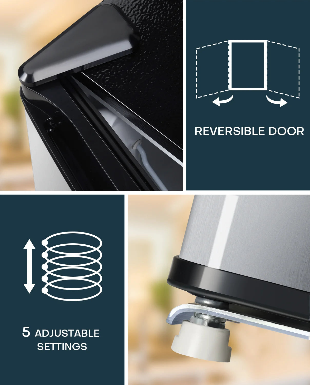 Upstreman 1.7 cu ft Mini Fridge with Freezer Single Door Compact Refrigerator, Low Noise, Energy Saving, Adjustable Temperature, Reversible Door, for Home Office Dorm, Black FR17