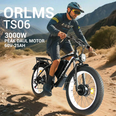 5000W (Peak) Electric - Bike for Adults, 60V 25AH Battery Electric Motorcycle, Dual - Motor - Ebike 50MPH Ebike, 26*4.0 Fat Tire Electric - Bicycle, AWD 21 - Speed Mountain Bike for All - Road UL 2849