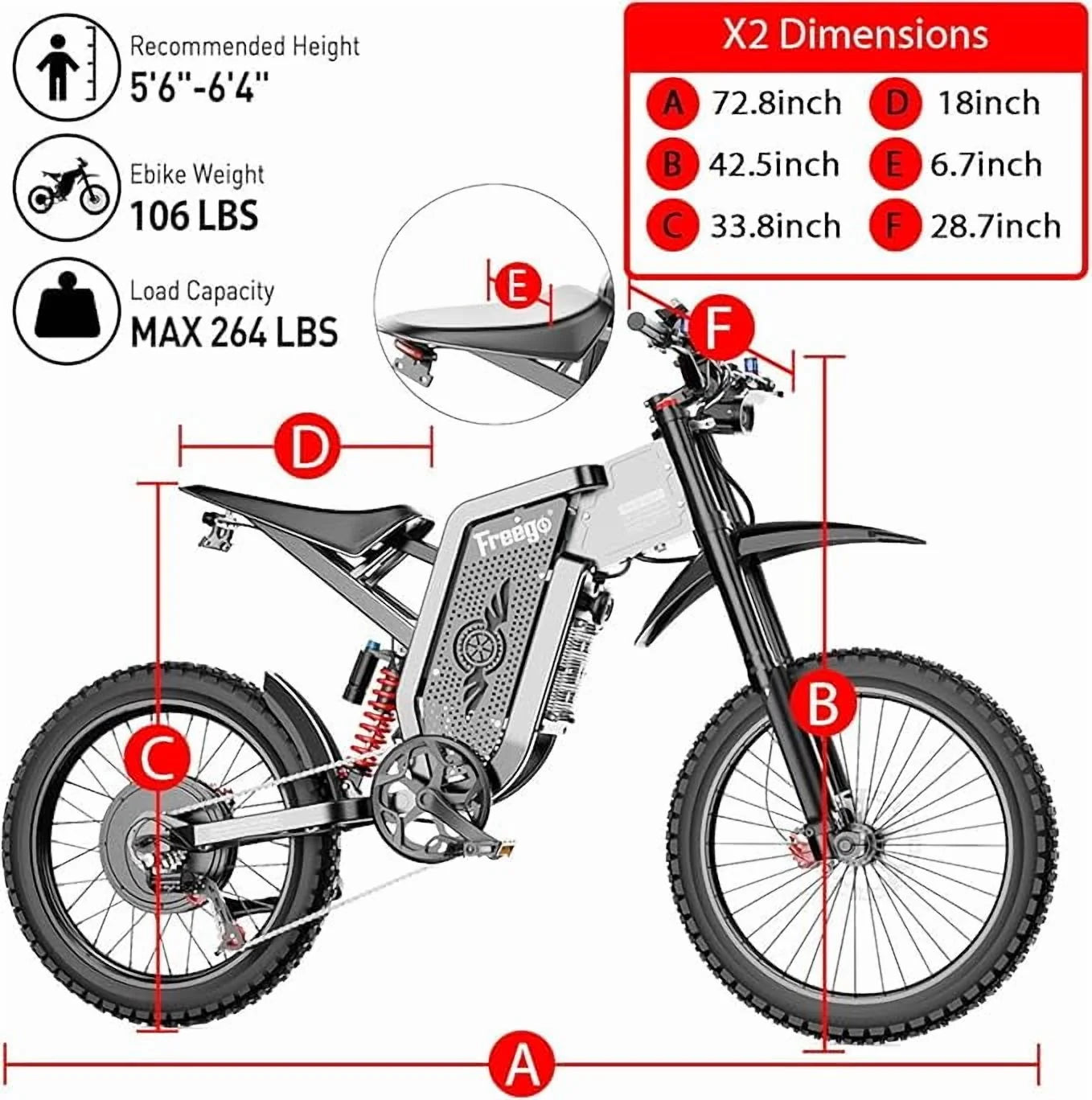 6000W(Peak) Motor 60V/35ah Battery, Freego X2pro Electric Motorcycle for Adults, Electric Bike 50MPH/7 Speed Off Road Electric Bicycle, 19x2 Full Suspension/Four - Piston Hydraulic Brake UL2849MTB