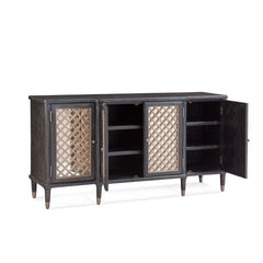 Bassett Mirror Groveland 6 - Shelf Wood Server with Metal Accents in Black