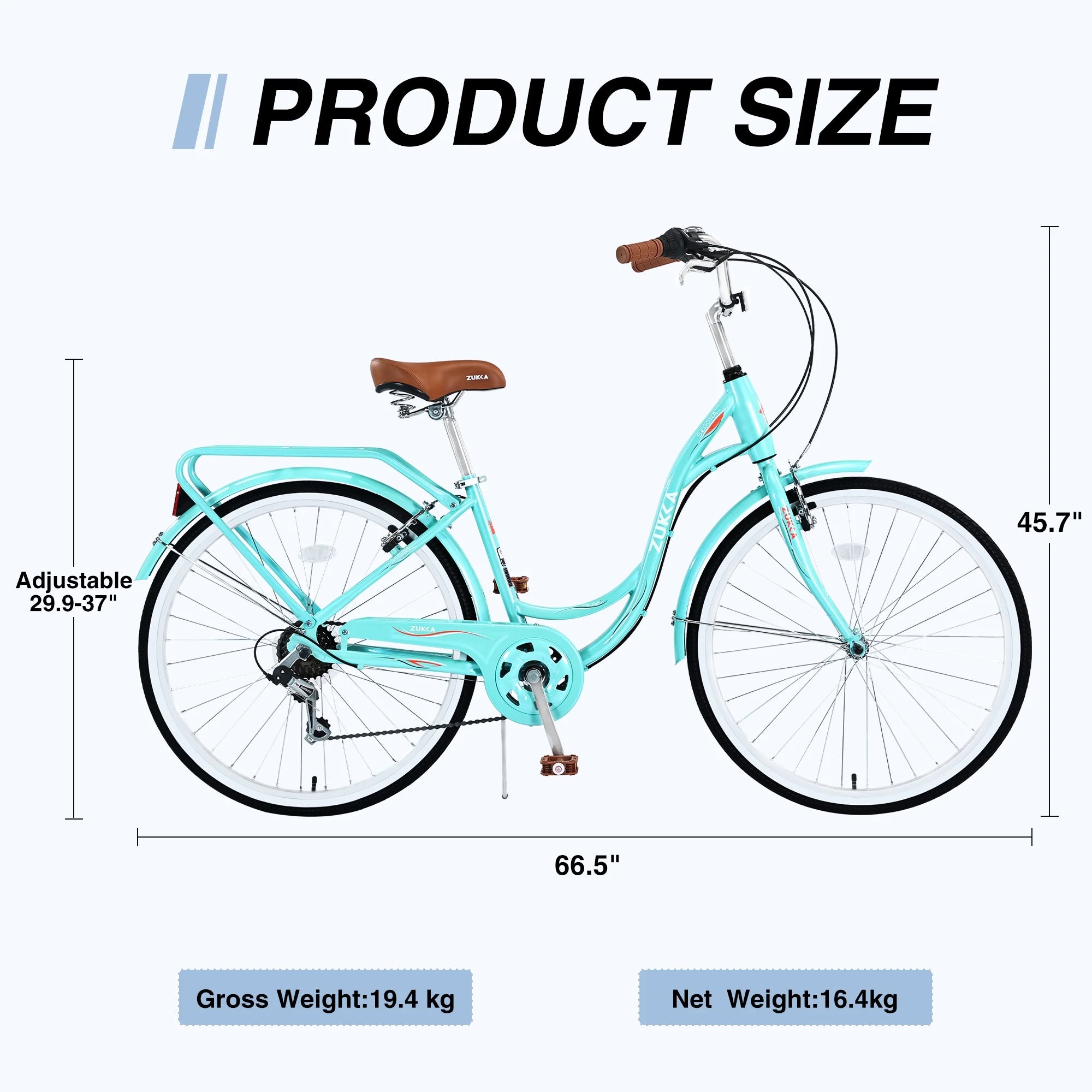 26 in Women'S Bike, Adult Cruiser Bicycle Shimano 7 Speed Steel Frame City Commuter Bike for Ladies, Green