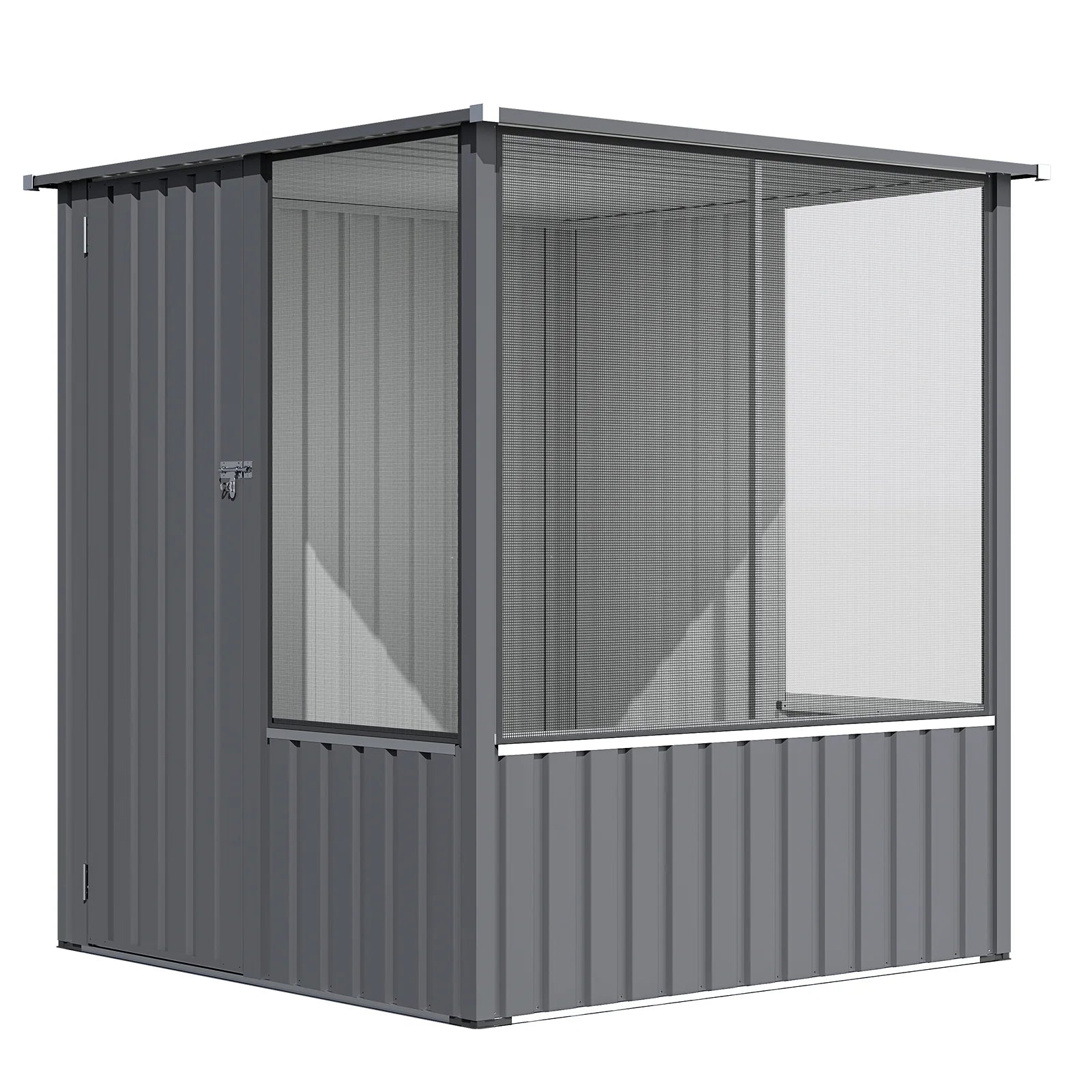 AECOJOY 5x5 FT Storage Shed, Metal Sheds & Outdoor Storage with Lockable Doors and Ventilated Mesh, Utility Garden Tool Shed