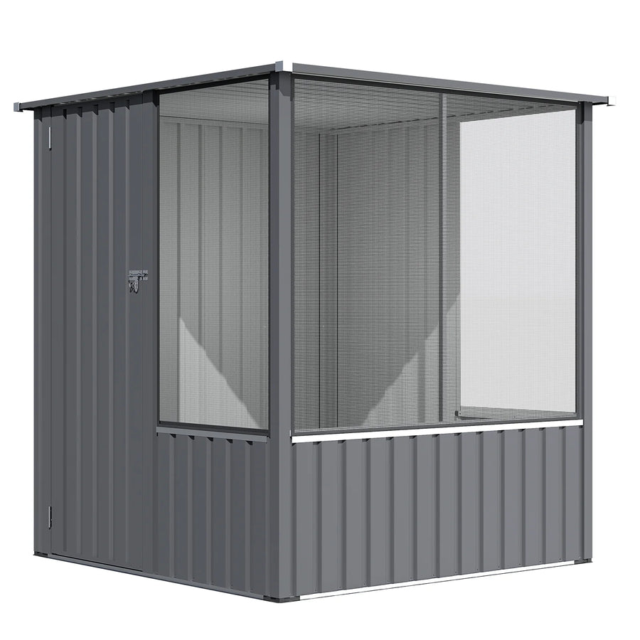 AECOJOY 5x5 FT Storage Shed, Metal Sheds & Outdoor Storage with Lockable Doors and Ventilated Mesh, Utility Garden Tool Shed