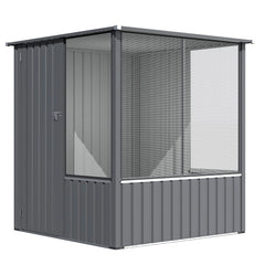 AECOJOY 5x5 FT Storage Shed, Metal Sheds & Outdoor Storage with Lockable Doors and Ventilated Mesh, Utility Garden Tool Shed