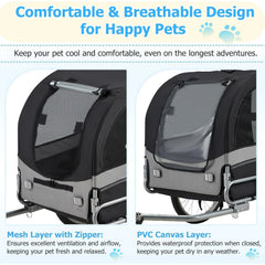 AECOJOY Dog Bike Trailer, Large 55'' Pet Bicycle Carrier for Small and Medium Dogs