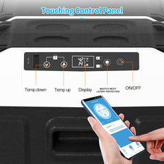 DISHUP 12V Portable Car Refrigerator, 53QT(50 L) Electric Cooler with Dual Zone, DC & AC, Ideal for RV, Camping, Travel, Truck