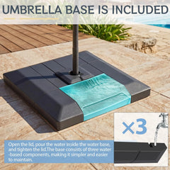 AECOJOY 10x10 FT Cantilever Patio Umbrella with Base, Aluminum Offset Umbrella with 360° Rotation