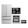 Cosmo 4 Piece Kitchen Appliance Package 30" Electric Cooktop 24" Single Electric Wall Oven 24" Built - in Microwave Drawer & French Door Refrigerator Kitchen Appliance Bundles