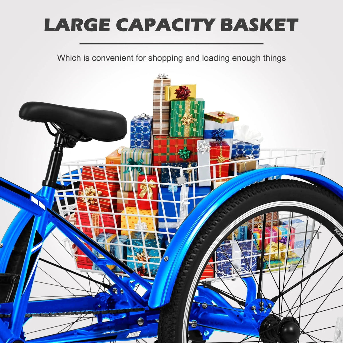 MOPHOTO 7 Speed 27.5" Adult Mountain Tricycle, Exercise Men'S Women'S Bicycle, 3 Wheel Cruiser Bike