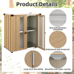 AECOJOY Small Outdoor Storage Cabinet Waterproof with Shelves, Vertical Garden Storage Sheds