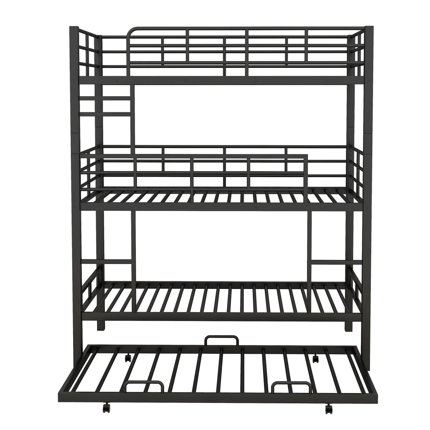 Harper & Bright Designs Metal Triple Bunk Bed Twin Over Twin Bunk Bed with Ladder and Safety Guardrail 3 Bunk Bed for Living Room Bedroom, Sliver