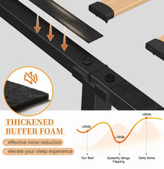Enhomee Queen Bed Frame with 3 Storage Drawers Upholstered Queen Size Bed Frame with Headboard Noise Free Platform Bed with Metal Frame & Wood Slats Support Beige Bedroom Furniture for Adults Clothes