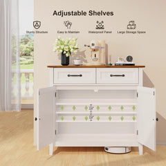Coffee Bar, Lofka 42" Kitchen Storage Cabinet, Sideboard Buffet Cabinet with 8 Shelves, 1 Drawer
