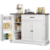 Coffee Bar, Lofka 42" Kitchen Storage Cabinet, Sideboard Buffet Cabinet with 8 Shelves, 1 Drawer
