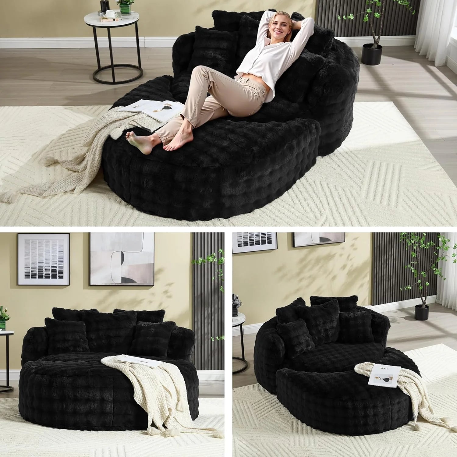 Wiilayok 58'' Oversized Chaise Lounge Chair Indoor, Thickened Backrest Sleeper Sofa Couch with Soft Pillows for Living Room, Gray