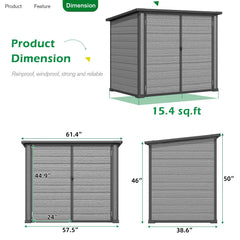 AECOJOY Resin Outdoor Trash Can Storage Shed, Plastic Garbage Can Shed for 2 Cans