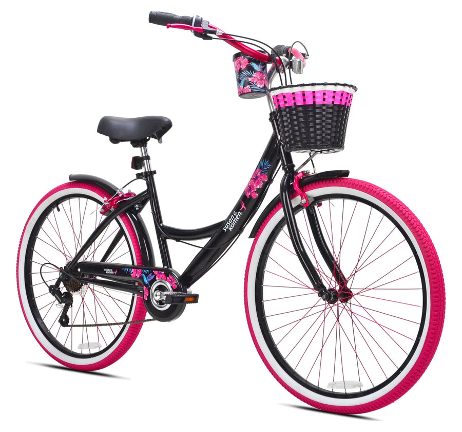 26" Susan G. Komen Cruiser Bike, Adult, Ages 12+, Black and Pink