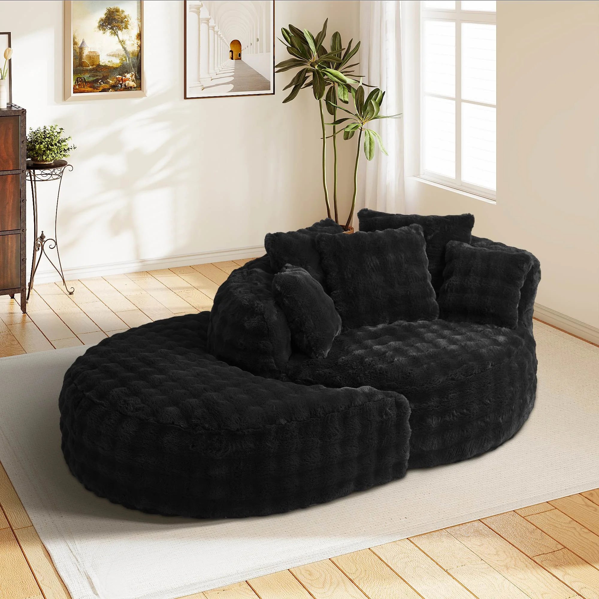 Wiilayok 58'' Oversized Chaise Lounge Chair Indoor, Thickened Backrest Sleeper Sofa Couch with Soft Pillows for Living Room, Gray