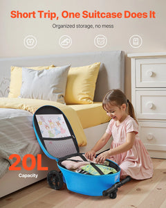 VEVOR Ride - on Luggage 20 - Inch Kids Scooter Suitcase with Flash Wheels Blue